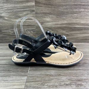 B.O.C. Black Floral T-Strap Buckle Sandals CCAL18 Women's Shoes Size 6